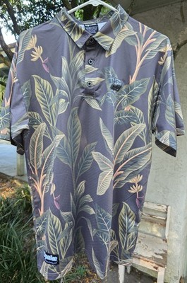 Opake Guam Midnight Floral Polo Size Large New