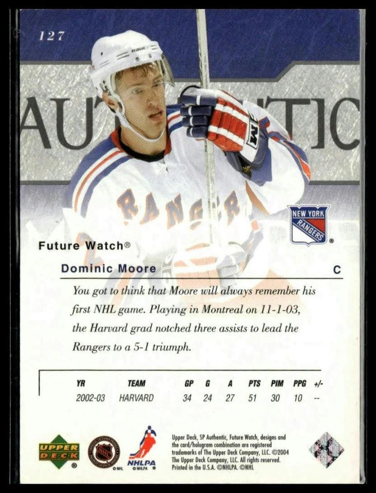 2003-04 SP Authentic #127 Dominic Moore - Image 2 of 2