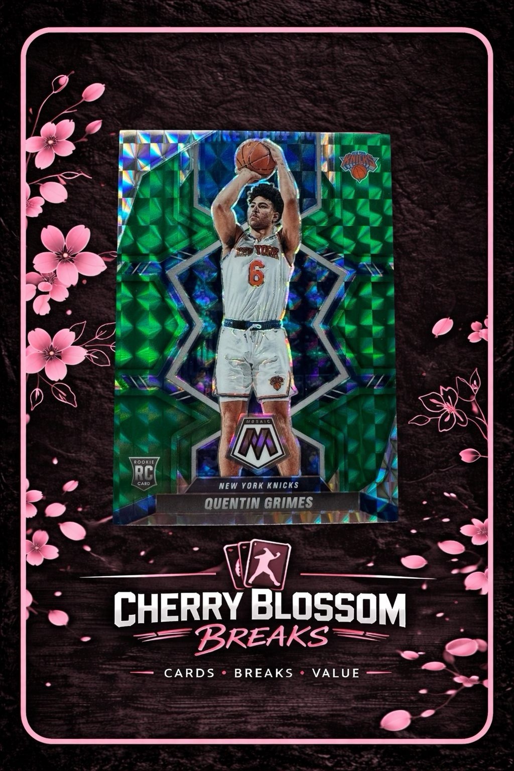Panini 2021-22 Mosaic Rookies Green Mosaic Prizm Quentin Grimes Knicks RC #223