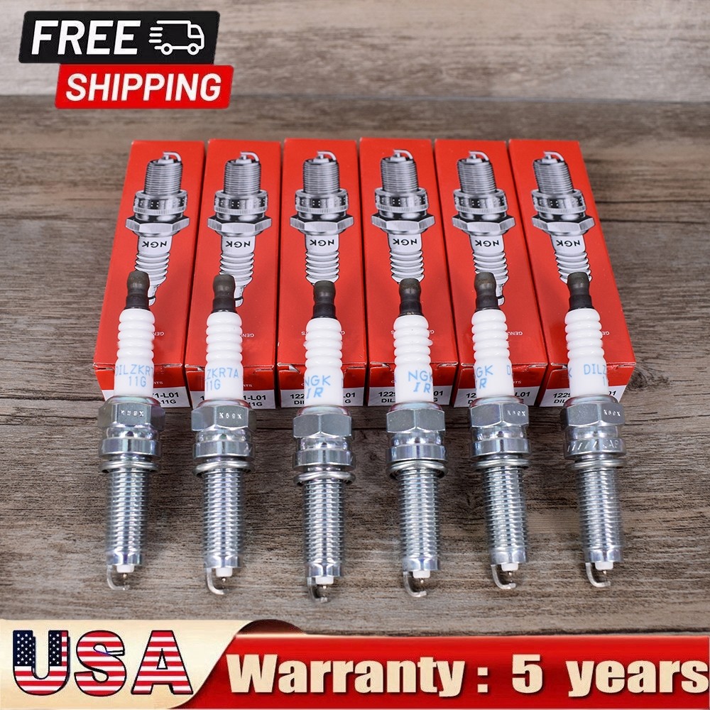 6Pcs Iridium Spark Plug DILZKR7A11G 12290-R71-L01 For Accord V6 Odyssey TL