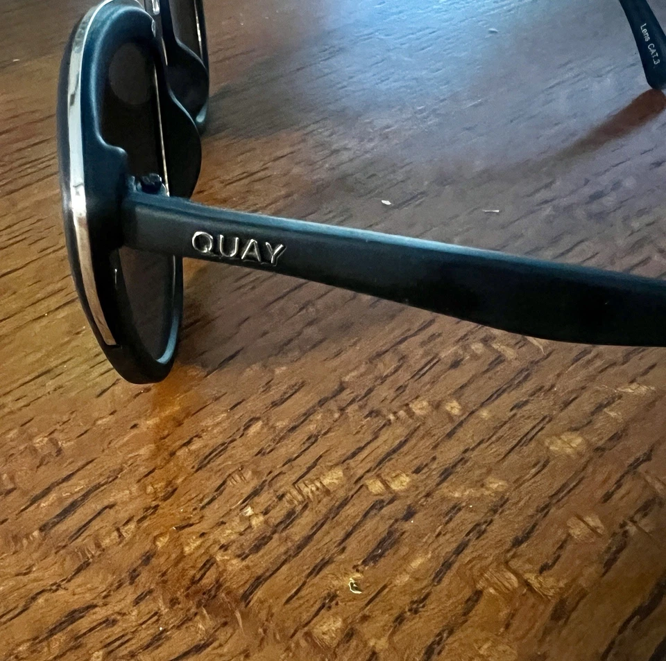 Quay Cat Eye  Black And Silver Frames With Blue Mirror Lense  Sunglasses - Image 4 of 4