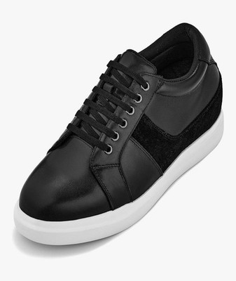 Calto Herren Elevator Schuhe 3 cm größer schwarz Sneaker Oxhide Leder UK 10,5