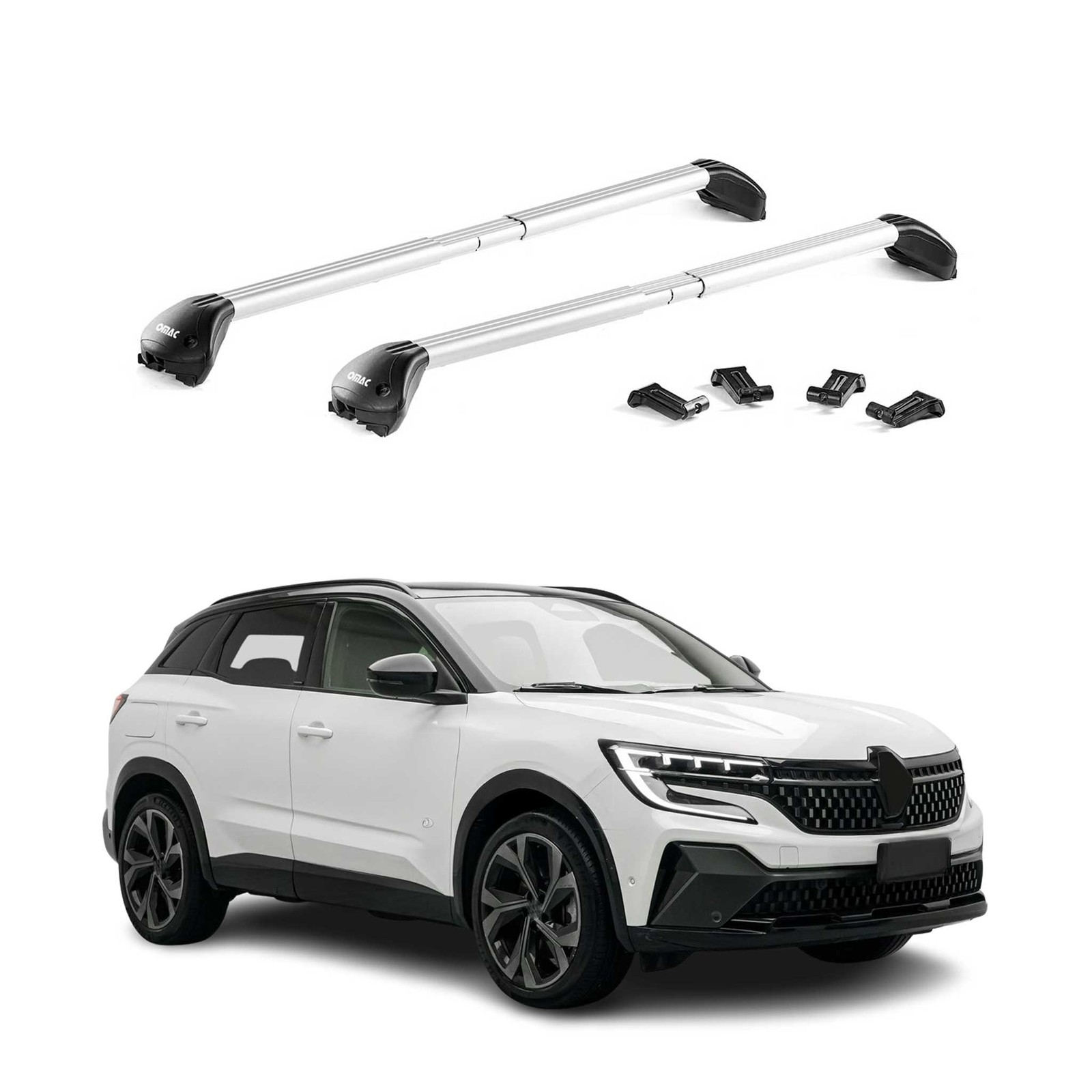 Barres de toit transversales Renault Austral 2022 2023 2024 2025 2026 alu gris avec antivol