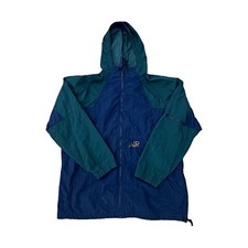Vintage 90  s Nike Men's XL Colorblock Hooded Windbreaker Jacket Navy Green
