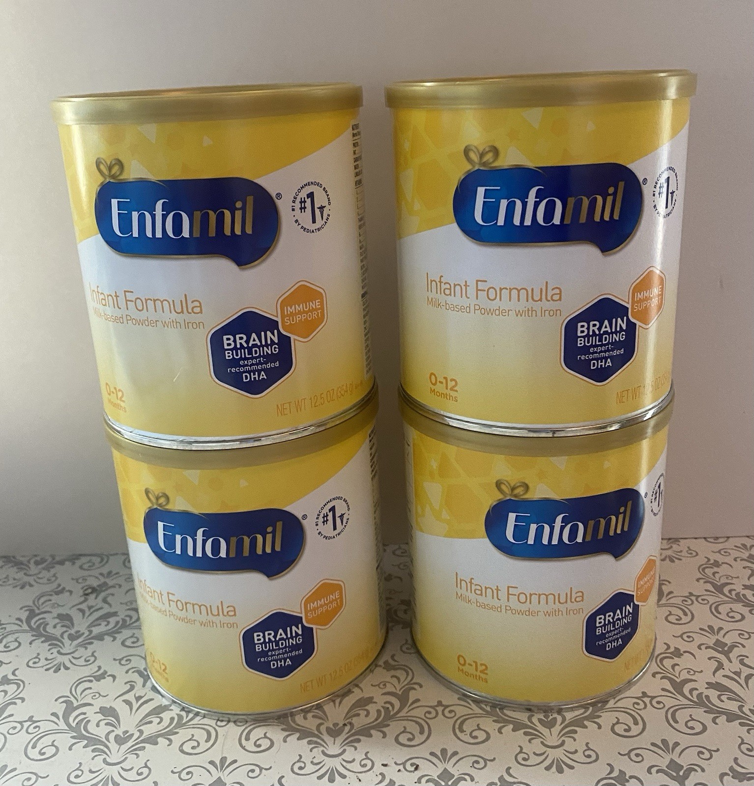 4 Cans of Enfamil Infant Formula 12.5 oz Each Exp. 05/2027 Milk-based Powder