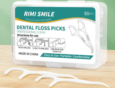 RIMI SMILE 50-teiliges Zahnstocher-Set, tragbare Einweg-Zahnseide