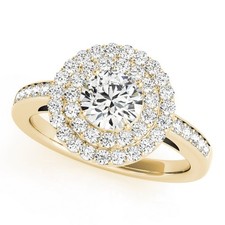 Best Sale 2Ct DE/VS Lab Grown Round Diamond Halo Engagement Ring 18K Yellow Gold