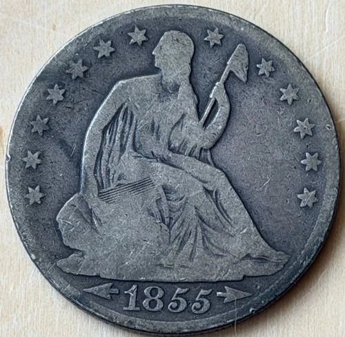 1855-O w/Arrows Seated Liberty Silver Half Dollar New Orleans Mint 50c 13 Stars