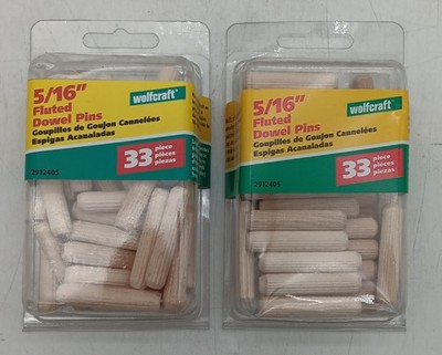 2 - Wolfcraft Fluted Hardwood Dowel Pin 5/16 in. D X 1-1/2 in. L 2 pk Natural