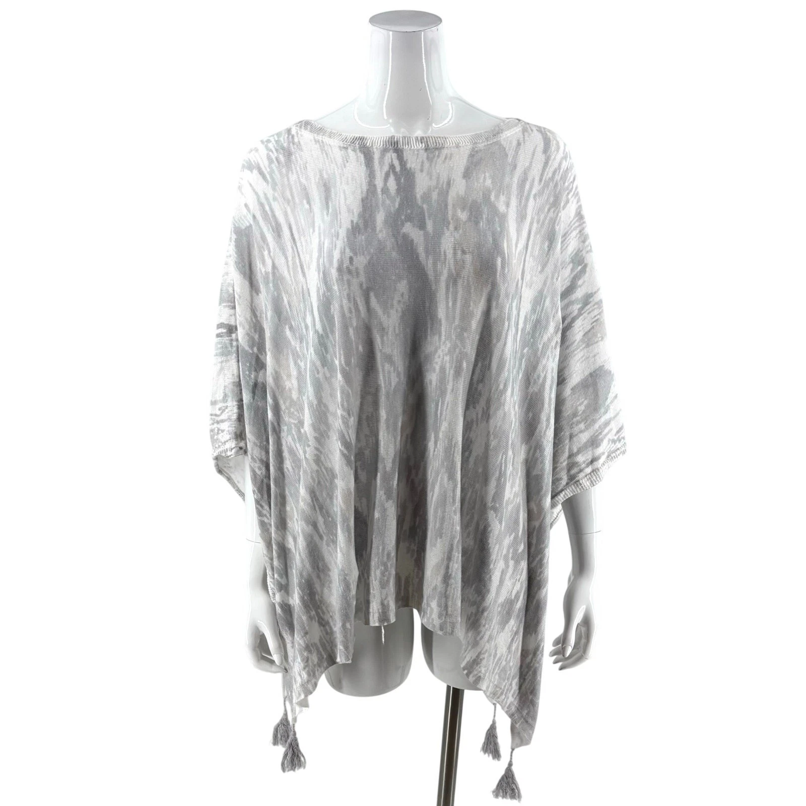 J Jill Pure Womens Poncho Sweater One Size White Gray Ikat Tassel Pullover
Opens in a new window or