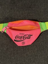 1980  s Vintage CocaCola 3  Neon Wrist Wallet Mini Fanny Pack EUC