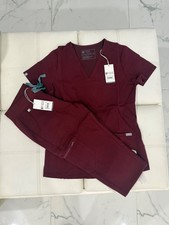 Figs Burgundy Casma Scrub Top XS Zamora Scrub Pants XS - NEW W/ TAGS