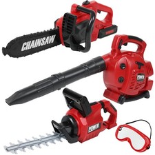 Power Garden Tools Set for Kids Battery Operated Toy Leaf Blower, Hedge Trimm...