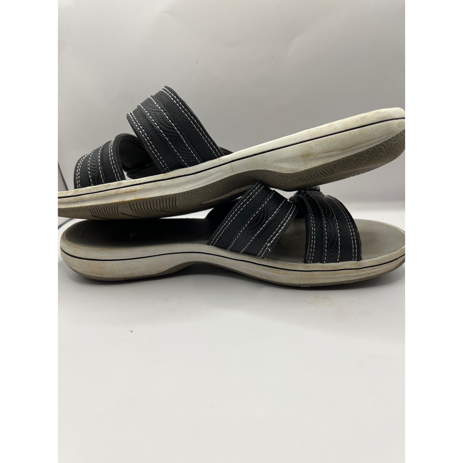 Clarks Cloudsteppers Black Adjustable Strap Slide… - image 6