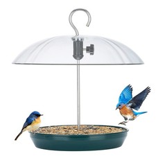 Kingsyard Adjustable Platform Bird Feeder for Outdoors Hanging, Metal Tray Bi...