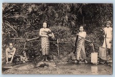 Buitenzorg (Bogor) Indonesia Postcard Women Getting Water from Sources c1920's