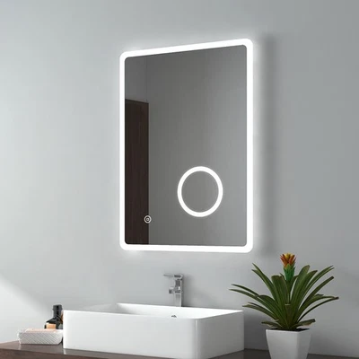 EMKE Bathroom Mirror LED Light With Magnifier Shaver Socket Demister Illuminated