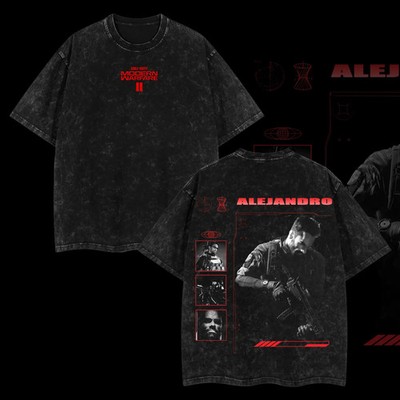 Alejandro Vargas COD Double Printed Oversize Lightweight Acid Washed Tee