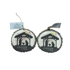 A Savior is Born Christmas Ornament 2 NWT Holiday Christian Religious Church