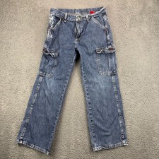 Wrangler Husky Boys Jeans Size 12 Medium Wash Cargo Pockets Denim Pants