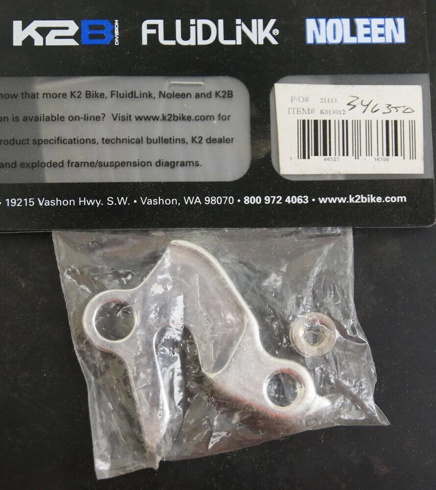 K2 B NOLEEN FLUIDLINK 零件自行车替换变速器挂架物品 K013012 全新 — 第 2/3 张图片