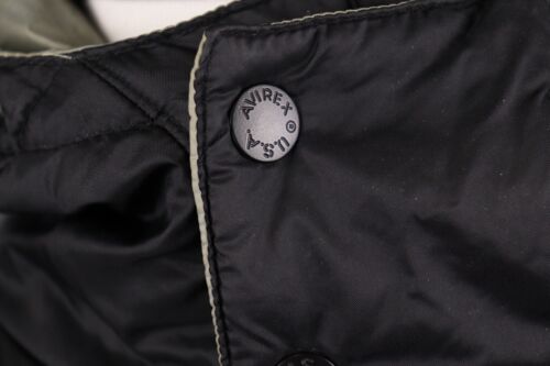 AVIREX Black Full Zip Hooded Patched Quilted Puffer Jacket Size L - Picture 6 of 19