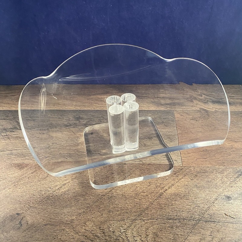 Vintage MCM Lucite Footed Dessert Stand 9.5"L x 9.5"W x 4.5"H