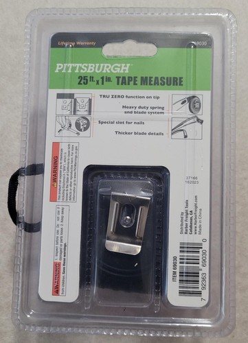 PITTSBURGH 25 FT X 1 IN QUICK FIND TAPE MEASURE TOUGH ACCURATE RUBBER CASE - Picture 4 of 5