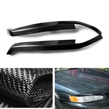 Carbon Fiber Car Headlight Eyebrow Eyelid Cover Trim For Honda Accord 1994-1997