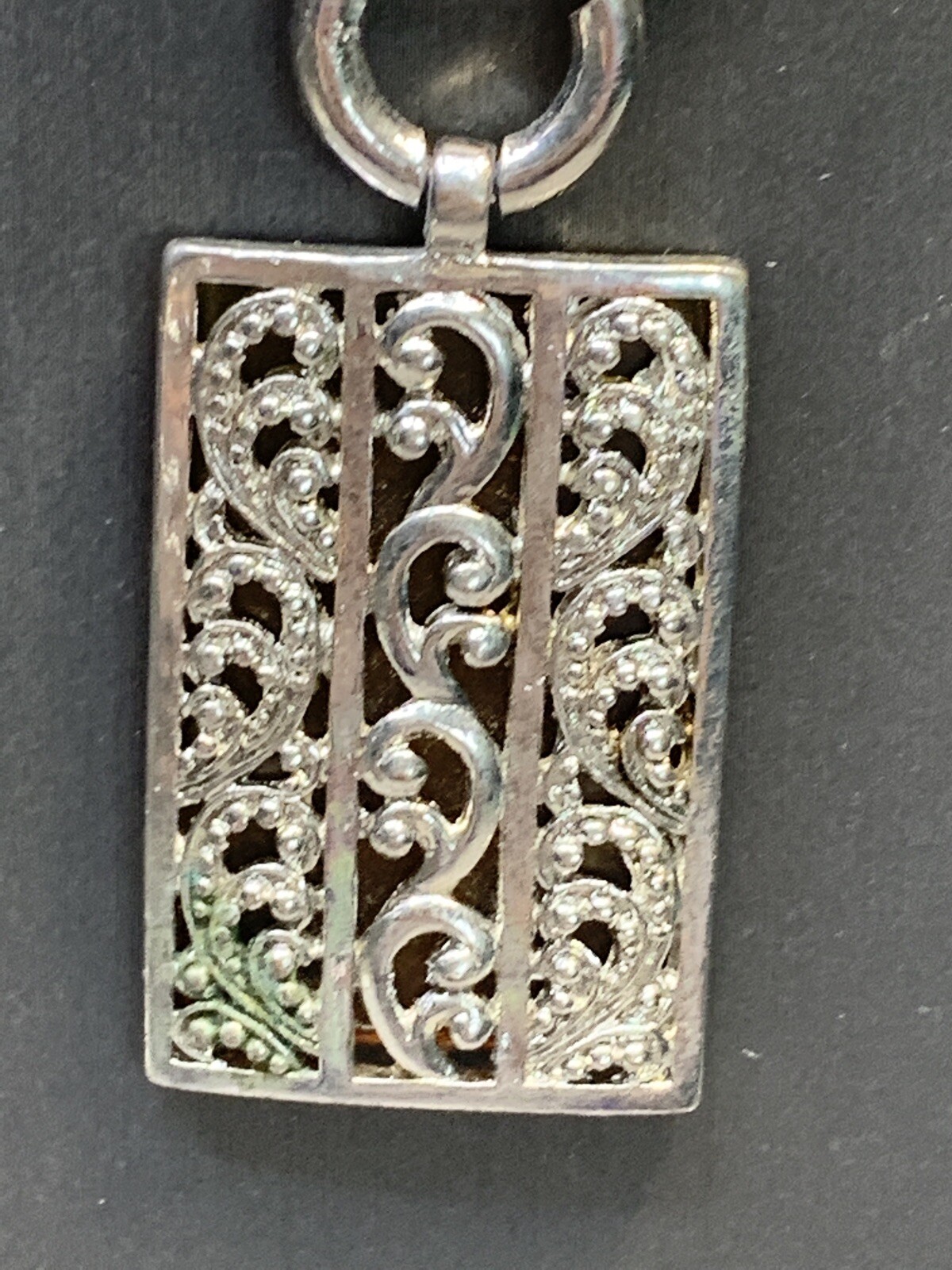 Vintage  Detailed Rectangular Drop pendant neckla… - image 3