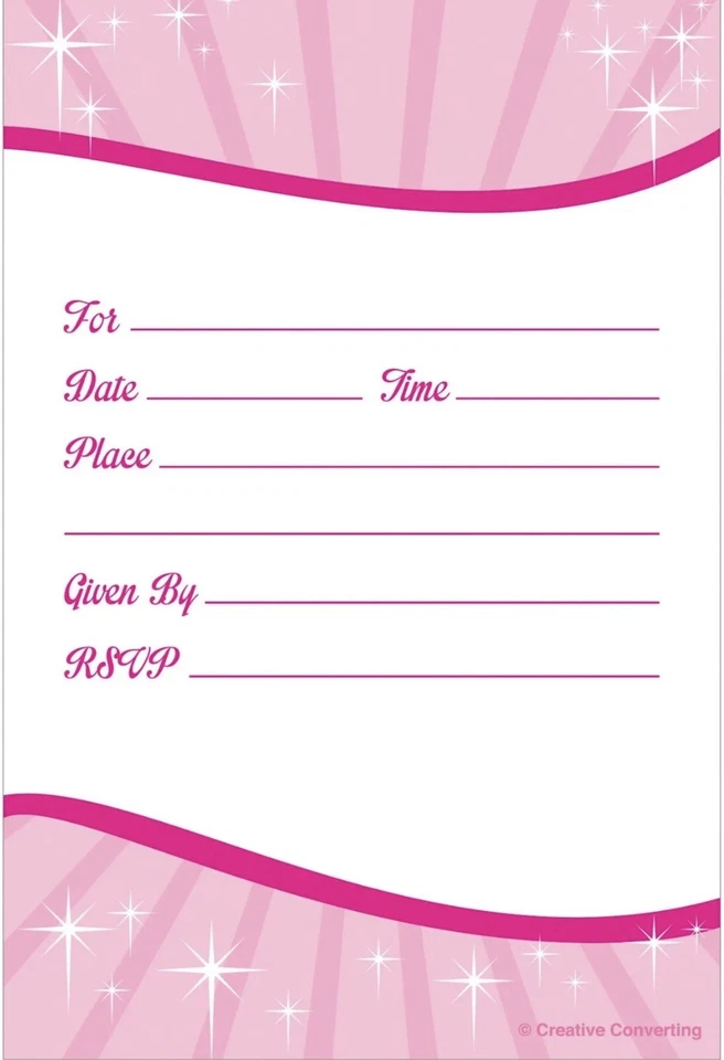 Princess Party Invitations Invites 8 ct Birthday Favor decoration Party Supply - Image 3 of 4
