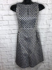 Ralph Lauren Dress Navy Blue Gold Metallic Geometric Gold Evening Cocktail 2P
