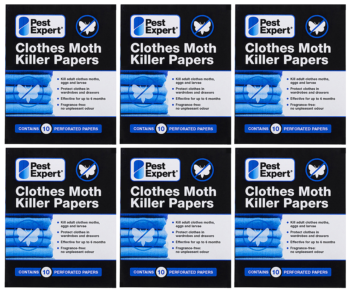 Pest Expert® Clothes Moth Killer Strips Papers (Twinpack) X6