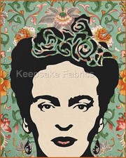 Frida Kahlo Flowers Collage Art Cotton Fabric Quilt Block K8