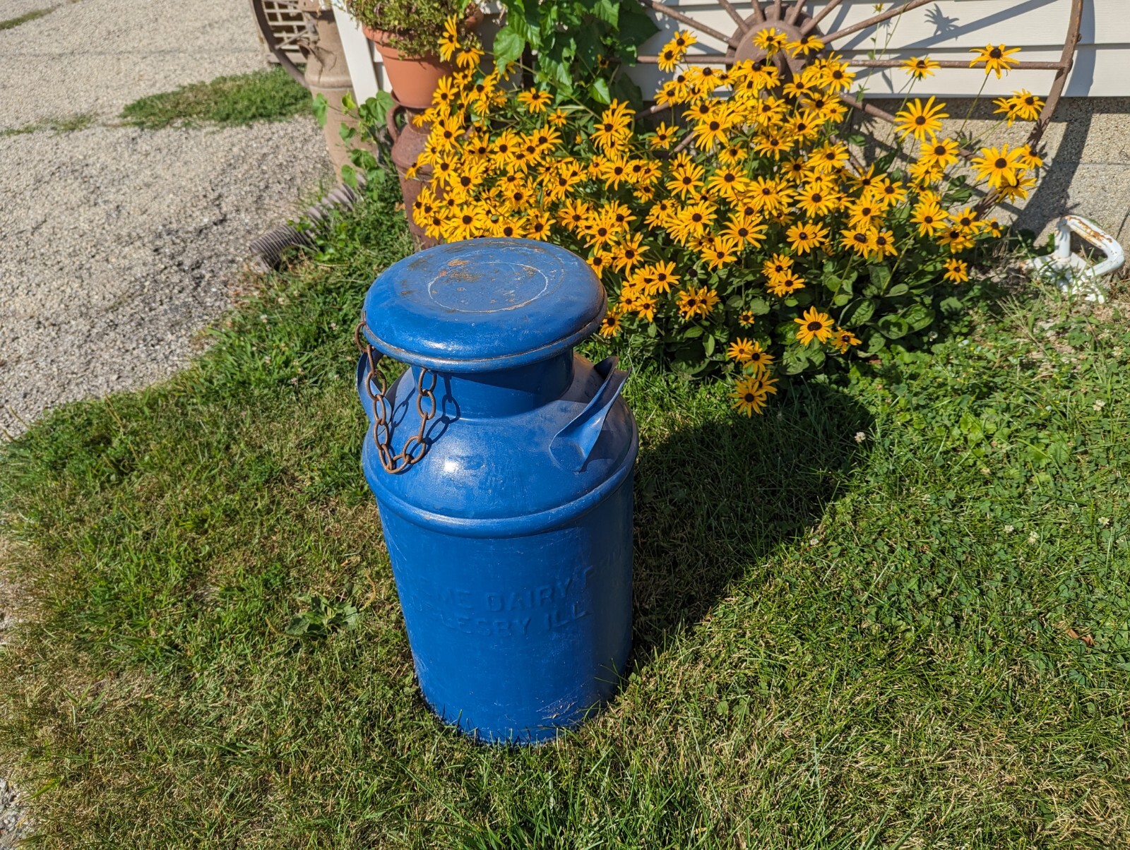 Vintage Antique Metal Supreme Dairy Pro Oglesby Illinois Blue Metal