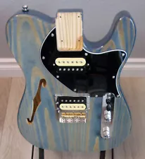 Loaded H/H Semi-Hollow Pine W/F Hole Tele/Telecaster Body Faded Navy Blue