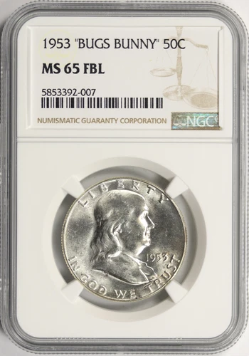1953 Bugs Bunny 50c Franklin Half Dollar NGC MS65FBL
