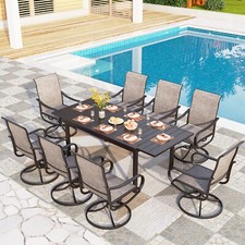 9Pcs Patio Furniture Set Outdoor Furniture Set Swivel Chairs Expandable Table