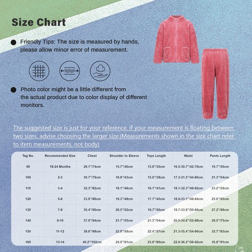 Unisex Kids Outfits Winter Set Long Sleeve Sleepwear Zipper Stand Collar Casual - Picture 30 of 53