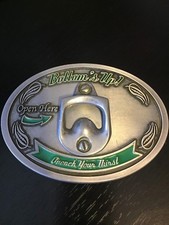 Bottom's Up Belt Buckle Quench Your Thirst Built In Bottle Opener