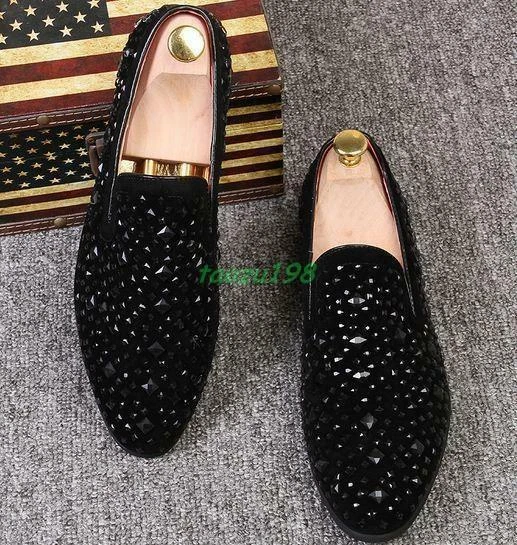 Mens pointy Casual Dress formal Shoes Suede Slip on sequin bling Loafers