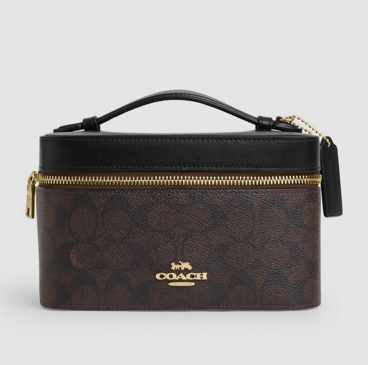 NWT Coach Cosmetic Case In Signature Canvas CW728 Walnut/ Black | eBay