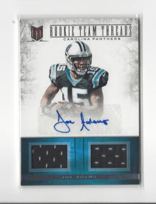 2012 Momentum Rookie Team Threads Joe Adams AUTOGRAPH DUAL JERSEY Panthers /25