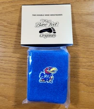 Kansas Jayhawks Wristbands Blue White Adult Set Of 2 Double Wide Team Sweatbands