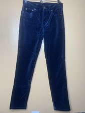 DG2 Diane Gilman Women Size 2 Pants Mid Rise Blue Velvet Straight Leg