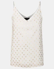 Ex-Dorothy Perkins Metallic Gold Spot Shoe String Top, Fully Lined, Sizes 8-20