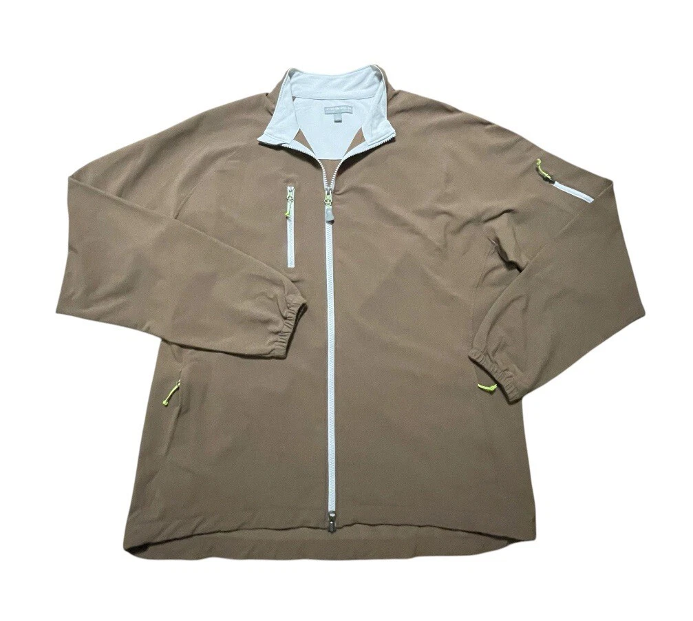 Peter Millar Barcelona Jacket Mens Large Brown Performance Wind Golf Performance