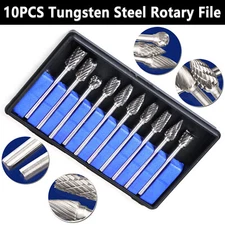 10Pcs 1/8" Tungsten Steel Burr Tool Rotary Cutter File Grind CNC Engraving Set