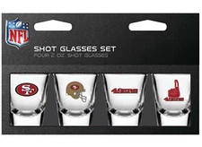 San Francisco 49ers NFL 2 oz Shot Glasses Set 4 Pack