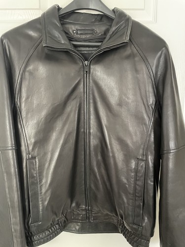 Wilson's Thinsulate Black Leather Bomber Jacket Men's Size M - Picture 2 of 4